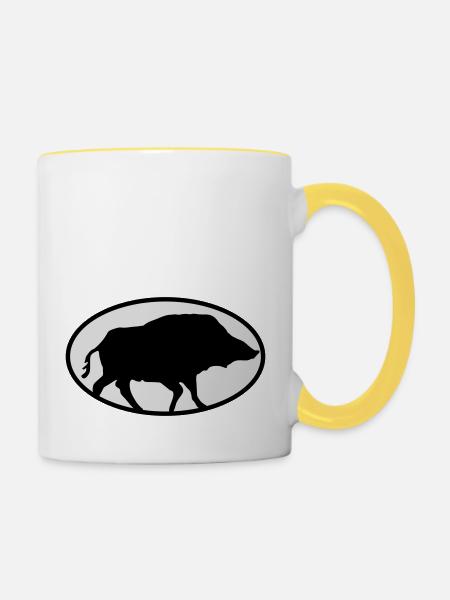 Wildschweine - Tasse zweifarbig - Weiß/Gelb