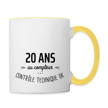 20 ans au compteur - Mug contrasté - blanc/jaune - Droite