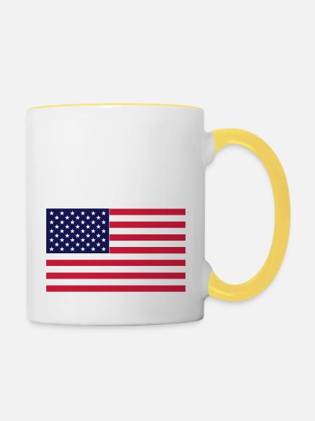 amerikanische Flagge - Tasse zweifarbig - Weiß/Gelb
