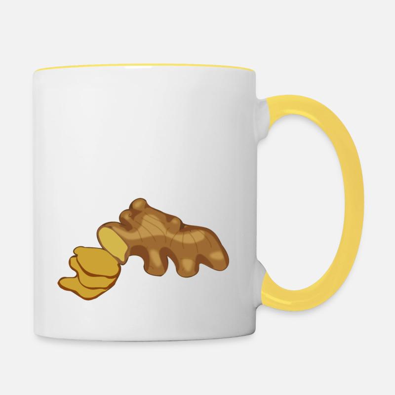 ginger ingwer veggie gemuese vegetable1 - Mug contrasté - blanc/jaune