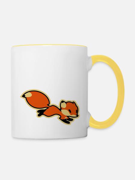 Fox - Tasse zweifarbig - Weiß/Gelb