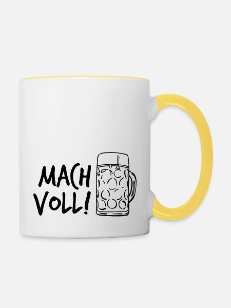 Mach voll! - Tasse zweifarbig - Weiß/Gelb