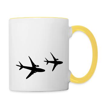 Flugschirm - Tasse zweifarbig - Weiß/Gelb - Rechts