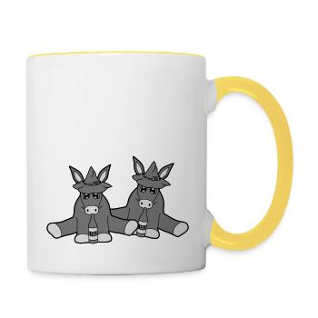 2 freunde team bayern hut bier alkohol - Tasse zweifarbig - Weiß/Gelb - Rechts