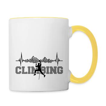 text climbing record frequency heartbeat pulse - Contrasting Mug - white/yellow - Right