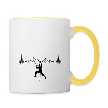 hold frequency heartbeat pulse rash mountain - Contrasting Mug - white/yellow - Right