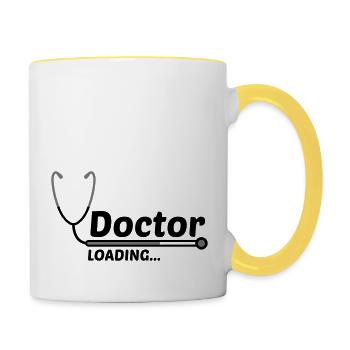 formation de médecin chargement chargement barre stéthoscope ab - Mug contrasté - blanc/jaune - Droite