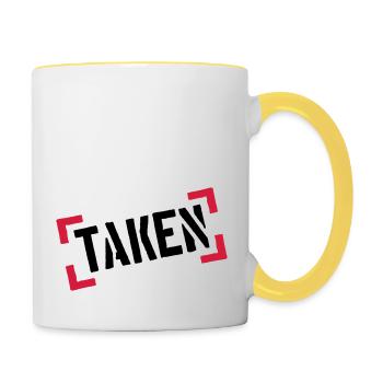 pinces tampons cadre cool bals 100 pour cent ta - Mug contrasté - blanc/jaune - Droite