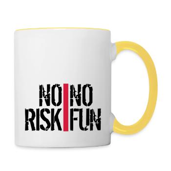 barres rayures police spontanée pas de risque pas de plaisir spr - Mug contrasté - blanc/jaune - Droite