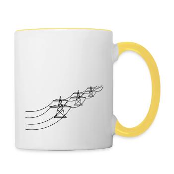 viele trasse strom mast strommast elektro leitung - Tasse zweifarbig - Weiß/Gelb - Rechts