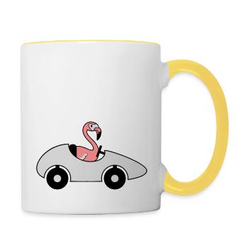 auto fahren rasen sportwagen fuehrerschein flaming - Tasse zweifarbig - Weiß/Gelb - Rechts