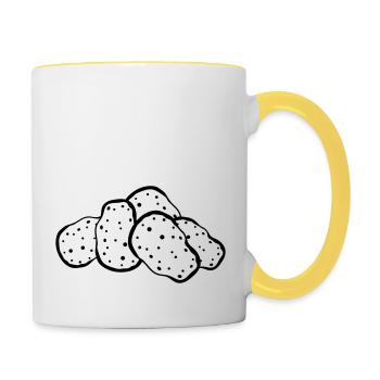 heap many design potato eat delicious cook ku - Contrasting Mug - white/yellow - Right