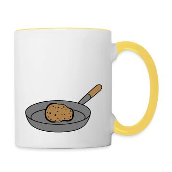 pommes de terre frites - Mug contrasté - blanc/jaune - Droite
