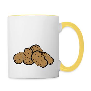 many heap design potato food delicious cook ku - Contrasting Mug - white/yellow - Right