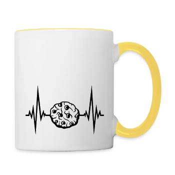 frequenz herzschlag puls cookie keks schoko lecker - Tasse zweifarbig - Weiß/Gelb - Rechts