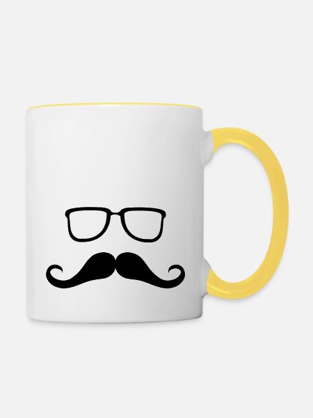 moustaches - Tasse zweifarbig - Weiß/Gelb