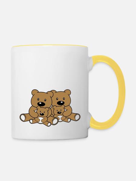 famille frères et sœurs enfants papa maman bébé cub l - Mug contrasté - blanc/jaune
