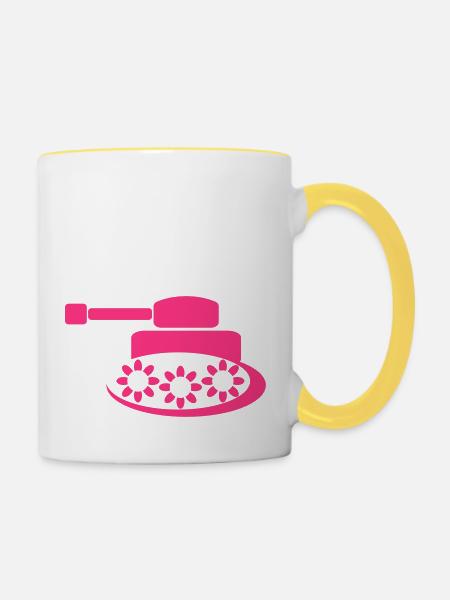 Pink Panzer - Tasse zweifarbig - Weiß/Gelb
