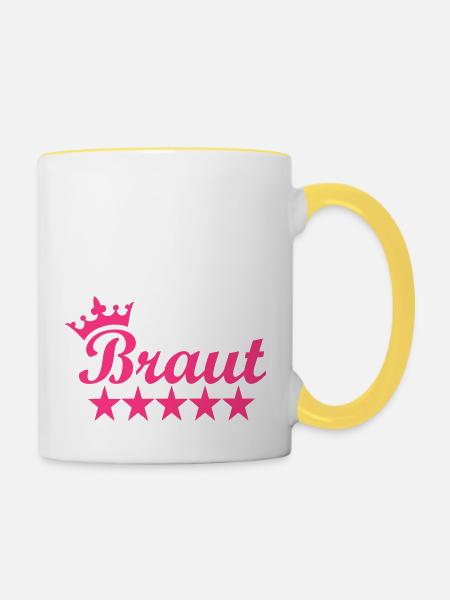 Braut - Tasse zweifarbig - Weiß/Gelb