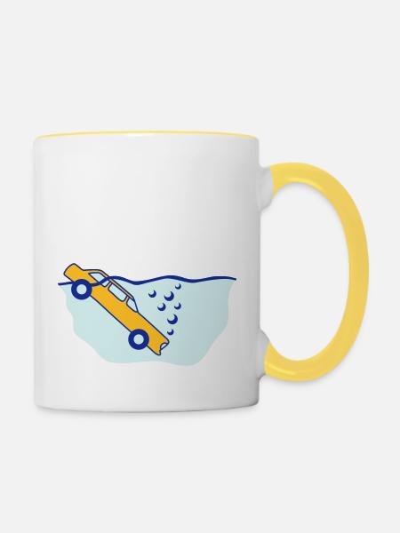 Diving Car - Tasse zweifarbig - Weiß/Gelb