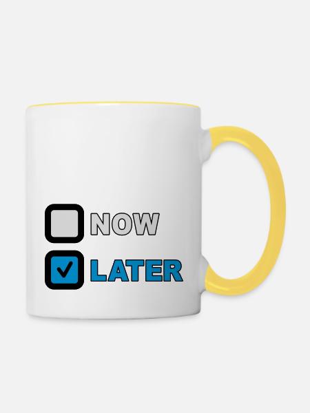 Now Later Question - Tasse zweifarbig - Weiß/Gelb