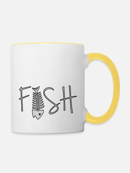 Fish - Tasse zweifarbig - Weiß/Gelb