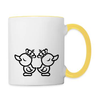 argumenter insulté malgré 2 amis ennemis vain ko - Mug contrasté - blanc/jaune - Droite