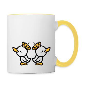 querelle insultée malgré 2 amis ennemis vain ko - Mug contrasté - blanc/jaune - Droite