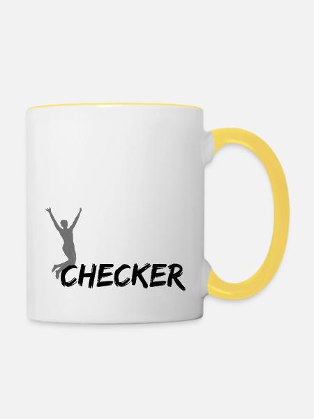 checker - Tasse zweifarbig - Weiß/Gelb