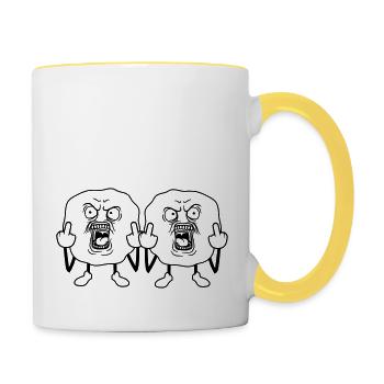 crew team paar 2 freunde duo wichser fick dich fuc - Tasse zweifarbig - Weiß/Gelb - Rechts