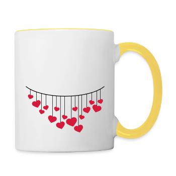coeur amour amoureux clip saint valentin fête des mères - Mug contrasté - blanc/jaune - Droite