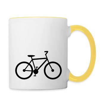 balade à vélo sport vélo wireles sain clipart - Mug contrasté - blanc/jaune - Droite