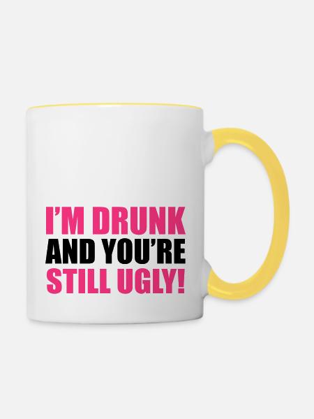 Drunk - Tasse zweifarbig - Weiß/Gelb