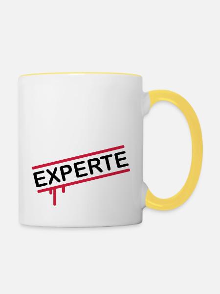 experte_1_f2 - Tasse zweifarbig - Weiß/Gelb