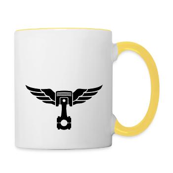 piston et ailes - Contrasting Mug - white/yellow - Right