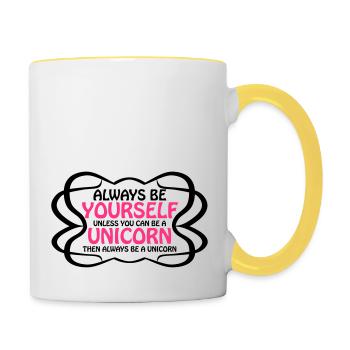 always be yourself unicorn funny text logo - Tasse zweifarbig - Weiß/Gelb - Rechts