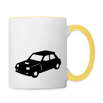 R5 voiture de course - Mug contrasté - blanc/jaune - Droite