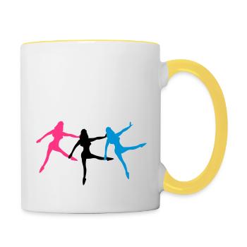 3 dancers ballet silhouette woman - Contrasting Mug - white/yellow - Right