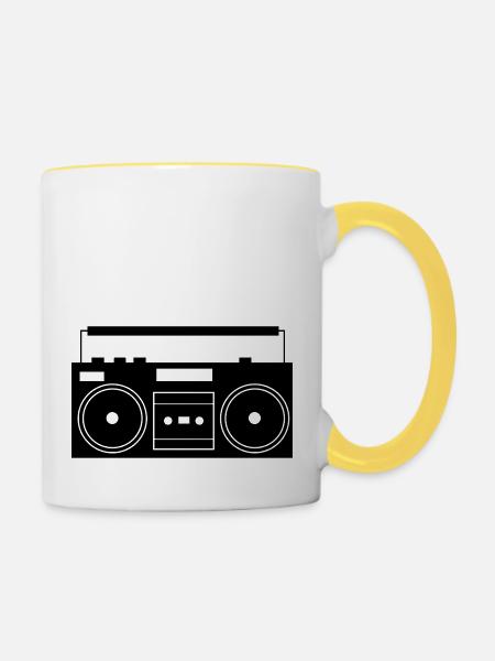 ghettoblaster_01 - Tasse zweifarbig - Weiß/Gelb