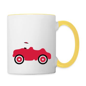 jouet voiture enfants amusement rouleau bambin bebe - Mug contrasté - blanc/jaune - Droite