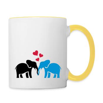 elefanten_liebe - Contrasting Mug - white/yellow - Right