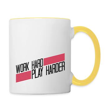 Logo Play Harder - Mug contrasté - blanc/jaune - Droite