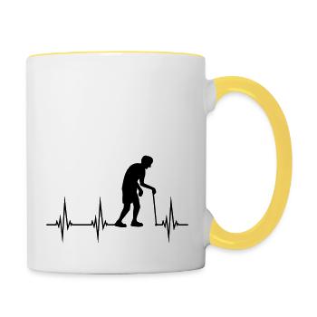 Opa Herzschlag EKG - Tasse zweifarbig - Weiß/Gelb - Rechts