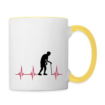 Herzschlag EKG Opa - Tasse zweifarbig - Weiß/Gelb - Rechts