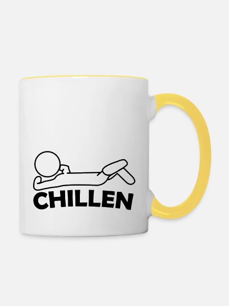 chillen - Tasse zweifarbig - Weiß/Gelb