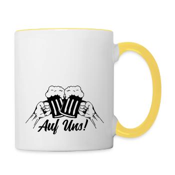 bier auf uns anstossen - Tasse zweifarbig - Weiß/Gelb - Rechts