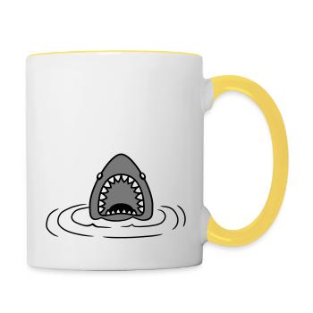 Emerging shark design - Contrasting Mug - white/yellow - Right