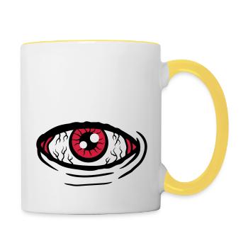 Grosses allsehendes Auge - Tasse zweifarbig - Weiß/Gelb - Rechts