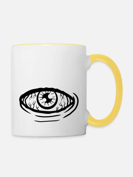 Design Allsehendes Auge - Tasse zweifarbig - Weiß/Gelb
