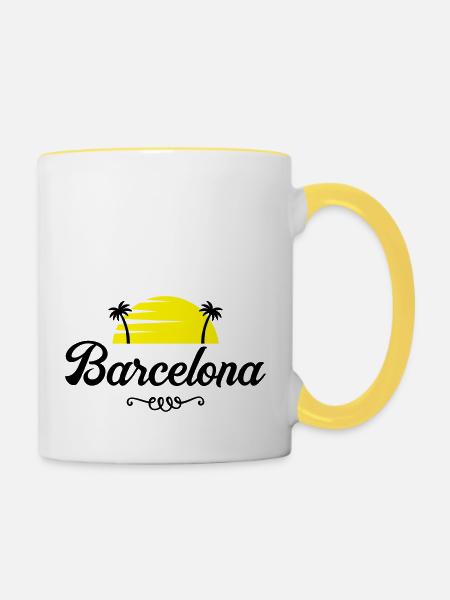 barcelona sunset - Tasse zweifarbig - Weiß/Gelb